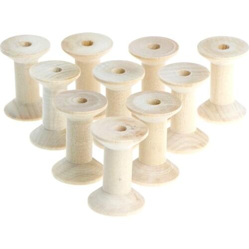 10Pcs Vintage Style Thread Wire Empyty Wooden Bobbins Spools Reels Organizer For Sewing Ribbons Twine Wood Crafts Tools