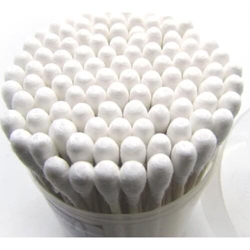 100 Pcs Double-head Wooden Cotton Swab Tip Make Up Stick Wood Sticks Nose Ears Cleaning Eyelash Extension Glue Removing Tools