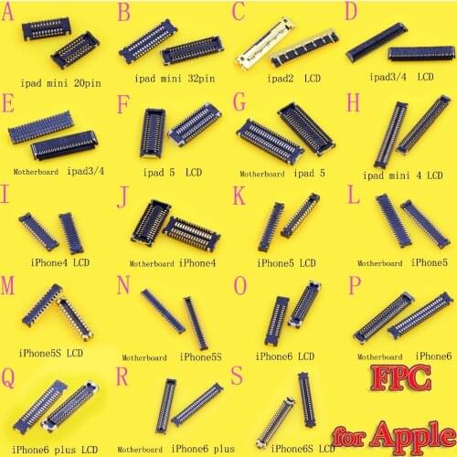 20 30pin For iphone 4G 4S 5G 5S 6 6S 6 PLUS ipad 3 4 LCD Display Touch Screen Digitizer Battery FPC Connector On Motherboard