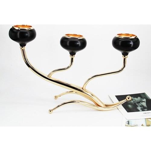 European 3 Arms Decorative Candle Holders Gold Creative Wedding Crystal Candleabra Romantic Candlelight Dinner Ornaments