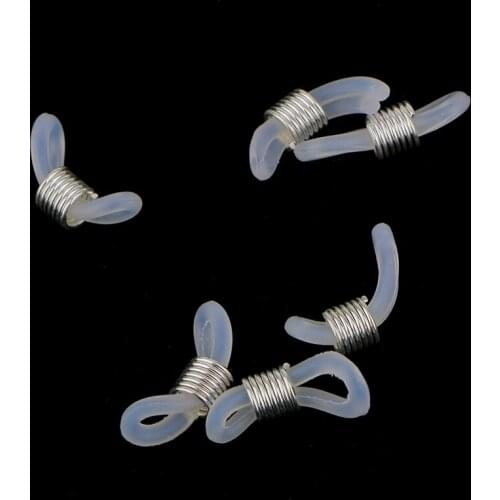 50pcs Metal Silicon Rubber Connectors Rubber Metal Ends For Eyeglass Chain