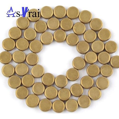 6/8/10mm Natural Golds Hematite Dull Polish Round Stone Beads Spacer Loose Beads For Jewelry Making Diy Bracelets Jewellery 15"