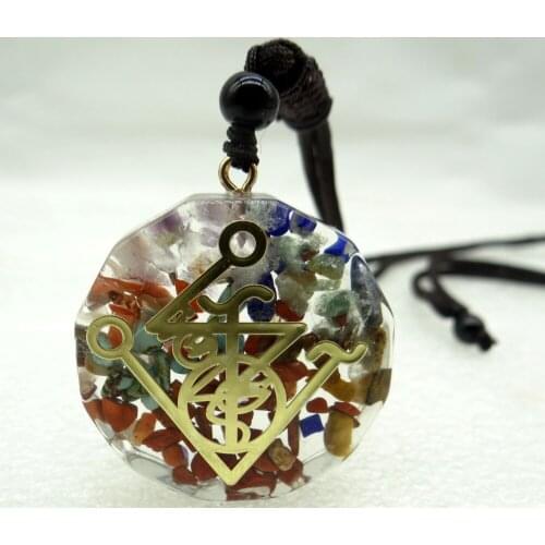 8pc Retro Colorful Chips Natural Stone lapis tiger eye Chakra Orgone Energy beads Pendulum Amulet Reiki Healing Pendant Necklace
