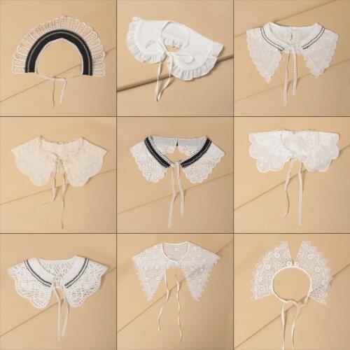Hollow Embroidery Fake Collar Various Shape False Collar Summer Lace Faux Collar Ruffle Dress Shirt Collar Shawl