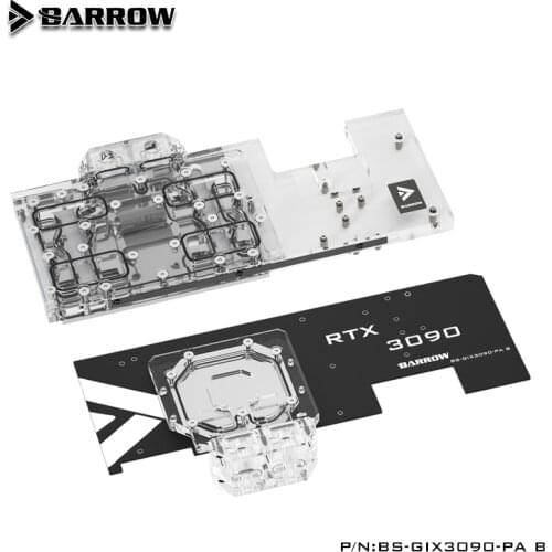 Barrow Double Cooling water block use for GIGABYTE RTX AORUS 3090/3080 XTREME/MASTER GPU card With backplane Radiator 5V A-RGB