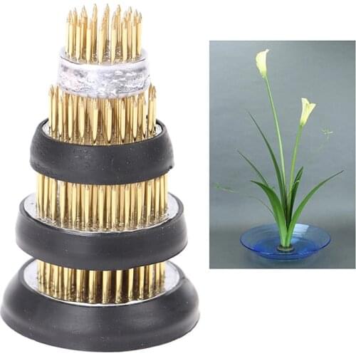 Ikebana Kenzan Flower Frog Floristry Round Pin With Base Holder Floral Decor