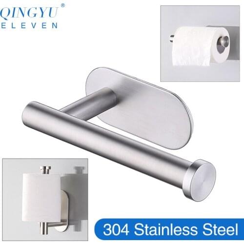 QINGYU ELEVEN Punch free paper holder 304 stainless steel toilet paper shelf chrome brushed toilet paper holder