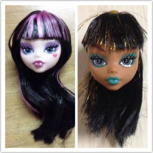 Kids Toy Demon Monster Doll Head with Wig Hair DIY Accessories For Monster High Doll For 1/6 BJD Doll House