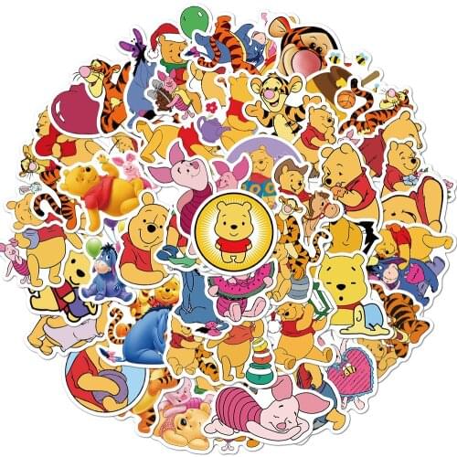 Disney Cartoon winnies the pooh stickers Kids Toys waterproof baby Gift Reward PVC Christmas gift 50pcs