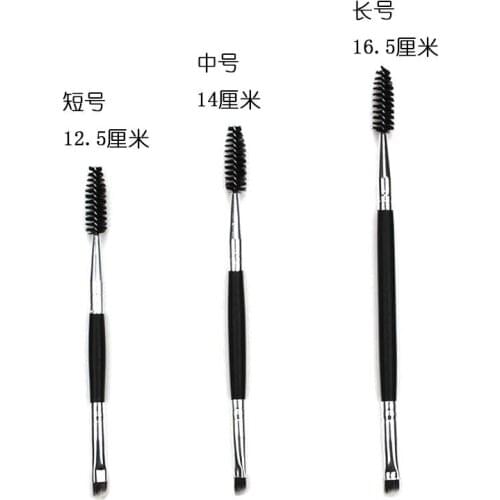 Double Head Makeup Eyebrow Brush Eyelash Spiral Eyelash Curl Brush Wood Handle Oblique Angle Eyebrow Brush Head BrushDouble
