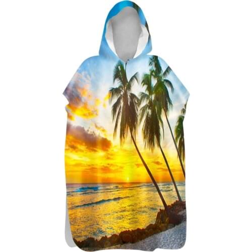 Microfiber printed Wetsuit Robes Cape Hooded Poncho Quick-drying Swimming Hooded Towel Beach Surfing Poncho Towel