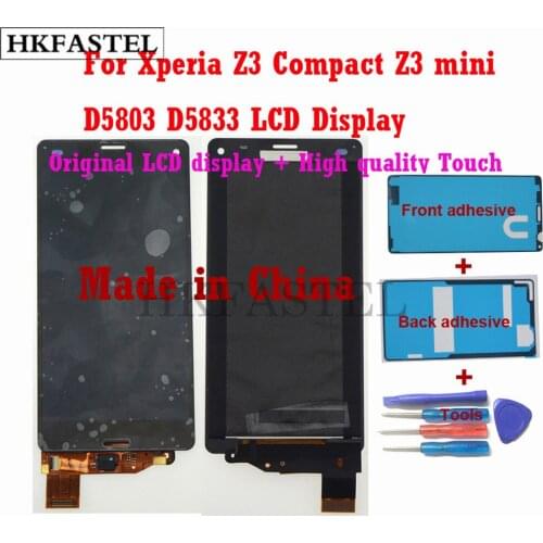 HKFASTEL For Sony Xperia Z3 mini Mobile Phone original LCD Display + Z3 Compact D5803 D5833 high quality Touch Screen adhesive