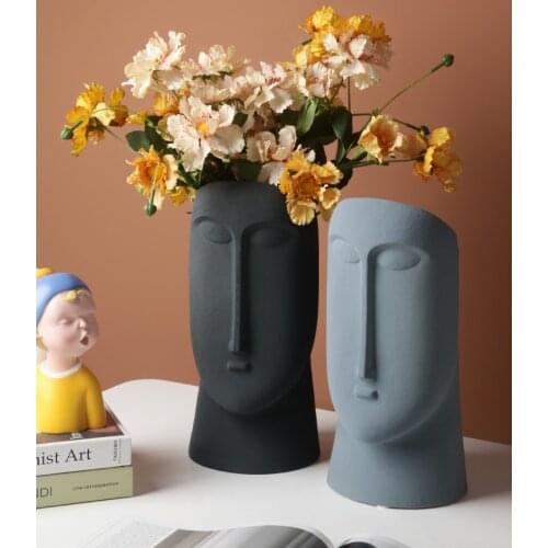 Ceramic Abstract Vase home decoration people face vase living room decor porch TV cabinet Display art ornament Head Shape Vase