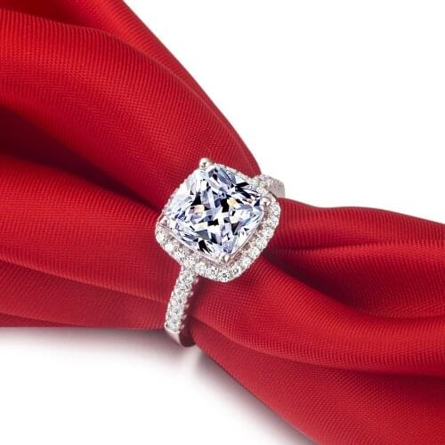 White Gold Au750 Ring 1CT Cushion Cut Diamond Engagement Ring for Lady Solid G18K Wedding Ring