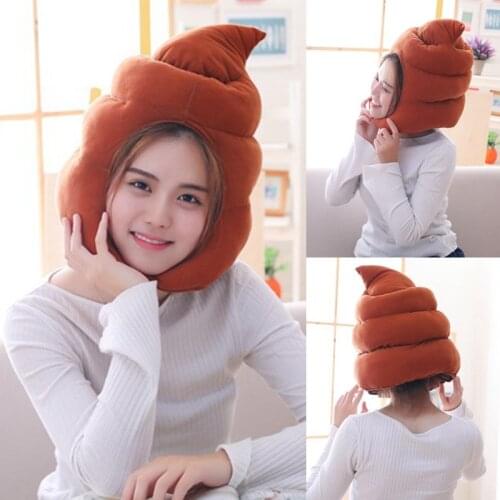 Creative Cute Shape Plush Hat Stuffed Toy Funny Fake Poop Full Headgear Cap Gag Gift Cosplay Party Photo Props