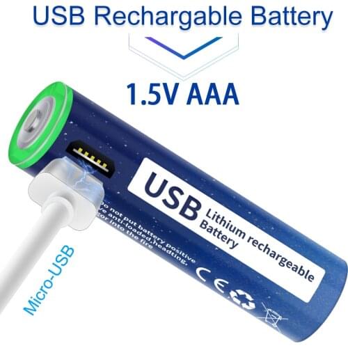 PALO AAA Li-ion1.5V rechargeable battery AAA 1110mWh USB rechargeable lithium li-ion battery for Remote control with USB cable