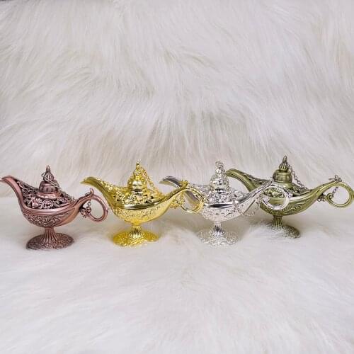 Metal Aladdin Magic Lamp Decoration Crafts Miniature Figurines Vintage Home Decor Wishing Decorations