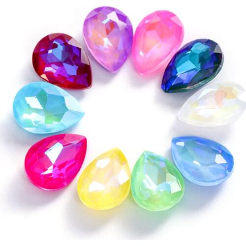 Mocha Fluorescent Drop Rhinestones Blue Color Glass Rhinestones Glue On Nails Pointback Crystals Loose Glass Rhinestones Strass