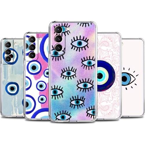 Gold Foil Evil Eye Soft TPU Clear Phone Case For Samsung Galaxy S21 Ultra S20 FE S10 Lite S9 S8 Plus S7 Edge Back Coque Cover