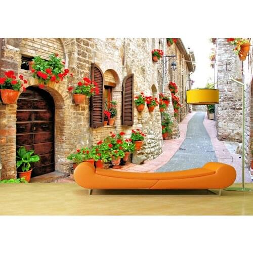 Custom Wallpaper Murals Town Street Self Adhesive Vinyl Wall Sticker Wall Paper Art Wall Painting Living Room