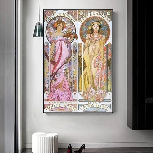 Nouveau Alphonse Mucha Canvas Painting Vintage Illustration Posters and Print Wall Art Picture for Living Room Home Decor Cuadro