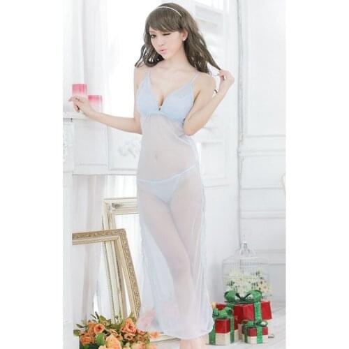 New See Through Lace Nightgown Women Negligee Sexy Lingerie Mesh Backless Porn Night Wear Gown Erotic Slip Sleep Dress Sleepwear