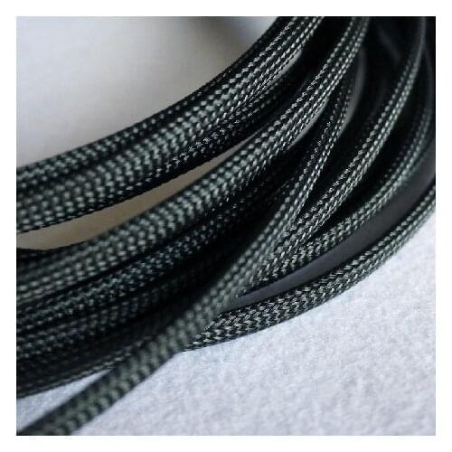 Free shiping High quality 20meters/lot Three wire encryption 4mm black expandable braided tube mesh woven PET braided tube