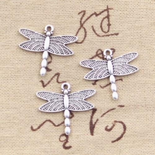 10pcs Charms dragonfly 21x24mm Antique Silver Color Pendants Making DIY Handmade Tibetan Finding Jewelry
