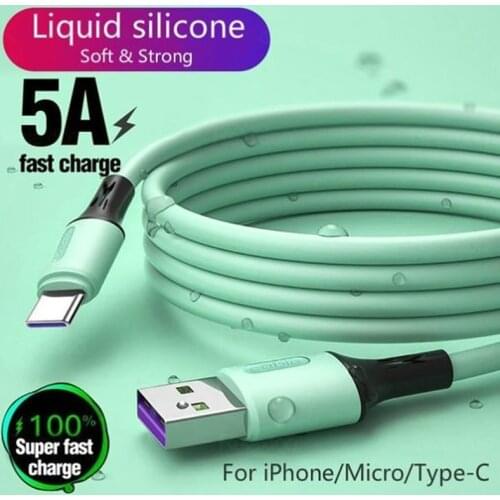Liquid Silicone 5A USB Durable Data Cable 1.2m/1.8m Fast Charging Data Cord