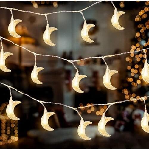 Ramadan Mubarak Moon LED String Lights Ramadan Decorations for Home Festival Garland Lighting Holiday Party Decor Ramadan Kareem