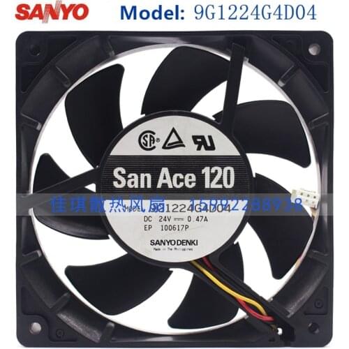 San Ace 120 120MM 12025 120*120*25MM Cooling Fan 120MM Fan PC Chassis Fan 9G1224G4D04 with 24V 0.47A 3PIN