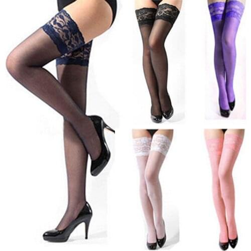 Sexy Nightclubs Fashion Womens Sheer Lace Top Stay Up Hold-ups Stockings Pantyhose Thigh High Socks For Ladies Girls
