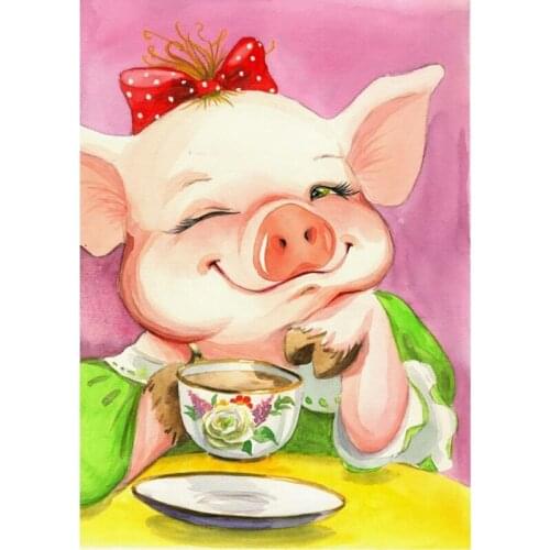 SenyuArt 5d Diy Diamond Painting Picture Animal Pig Rhinestones Embroidery Full Square Round Drill Cross Stitch Kit Mosaic Decor