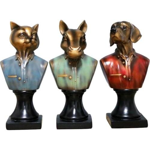 Nordic Home Figurine Decor Animal Head Figurine Decoration Living Room Porch Desk Statue Ornaments Home Creative Gifts Figurine