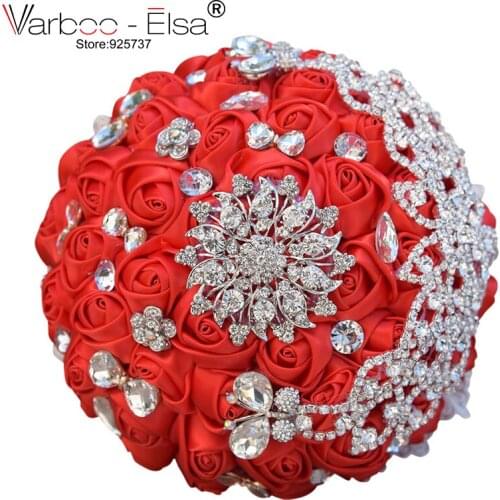 Bridal Flower Heavy Diamond Pearl Bead Silk Wedding Bride Bouquets Flower Girl Hand Holding Wedding Bouquet Many Colors Optional