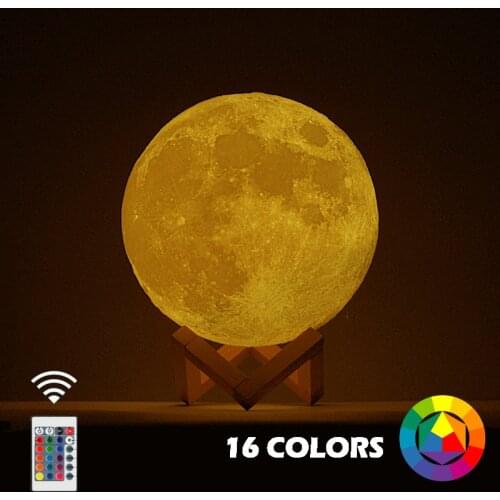 Dropship 30CM 3D Print Moon Lamp With Stand Colorful Change Touch Usb Led Night Light Home Decor Creative Gift For Kids Children