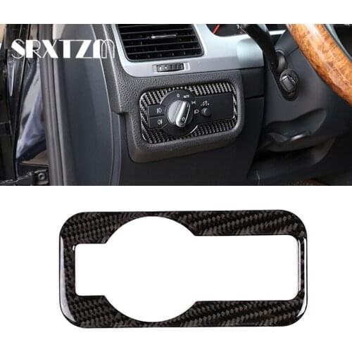 Carbon Fiber For VW Volkswagen 2011-2018 Touareg Car Styling Headlights Lamp Switch Cover Decorative Trim Sticker