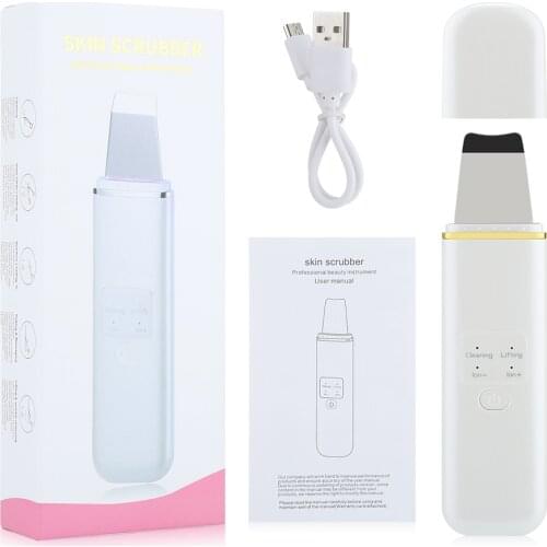 Ultrasonic Facial Skin Scrubber Cleaner EMS Acne Blackhead Remover Peeling Shovel Cleaner Facial Massager Skin Care Pore Cleaner