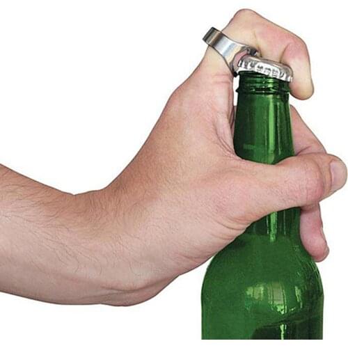1Pcs Finger Ring Mini Beer Bottle Opener Stainless Steel Ring Shape Bottle Beer Cap Opening Remover Kitchen Gadgets Bar Tools