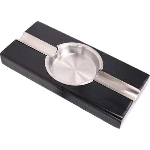 1 Pack Cigar Ashtray Wood Base Sturdy Cigar Holder 2 Rests Quality Black