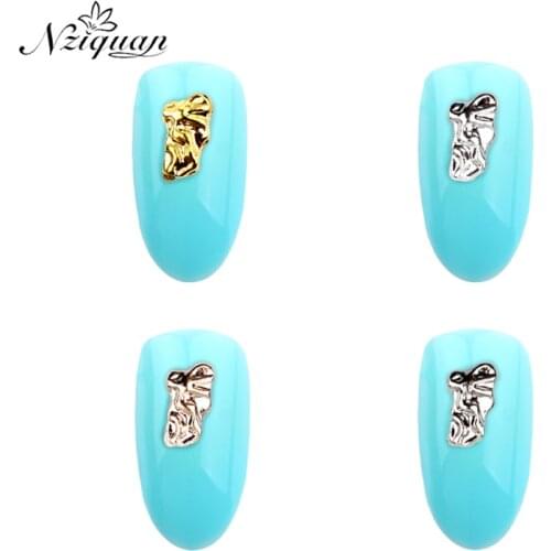 50pcs irregular shape nail decoration 3d nail art decoration four-color metal alloy nail decoration art accessories wholesale