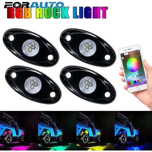 Car Accessories Underbody Neon Atmosphere Lamps Bluetooth App Control RGB Rock Music Lights 10-30V 4/8pcs LED Universal