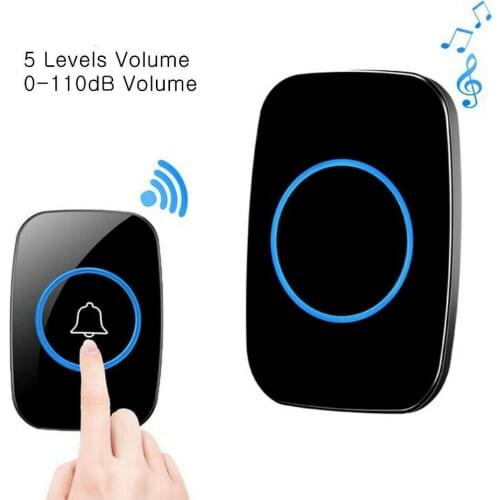 Home Security Welcome Wireless Doorbell Smart Chimes Doorbell Alarm LED light 60 Songs with Waterproof Touch Button Fast Shippin