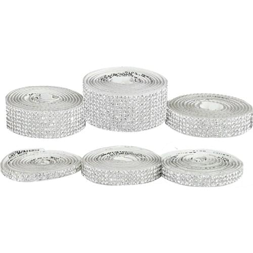 1 Yard 0.4-2cm Bling Shiny Self-Adhesive Rhinestone Trim Crystal Sticker Tape DIY Sewing Ribbon On Appliques For Shoes Clothes