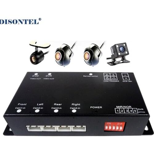 360 view Combiner Box Split Screen car camera control box support 4 camera video together rear left right side front view camera