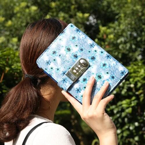 A6 Binder Spiral Notebooks Journals Planner Password Agenda Stationery Colorful Diary With Lock Note book for School Supplies