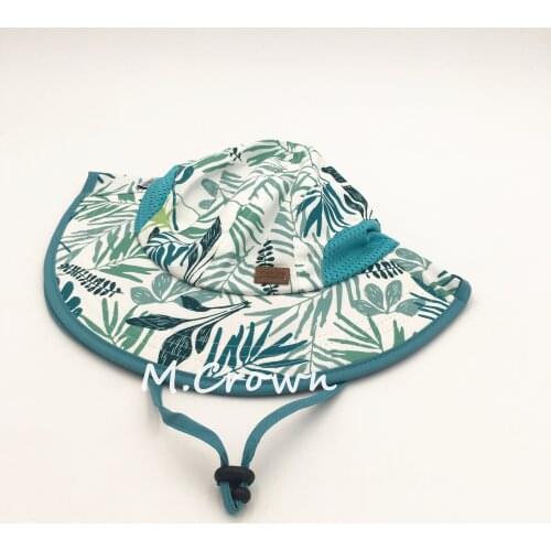 Kids Girls New Plant Printed UV Protection Buckets Cap with Cloak