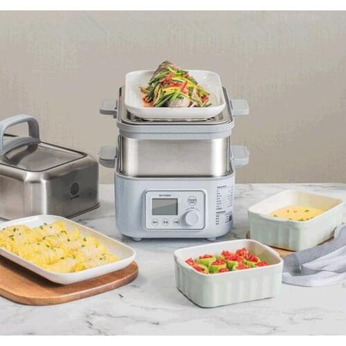 Buydeem 220V Electric Stew Pot Electric Steamer Household Water-proof Stew Pot Glass Integrated Integrated Smart Steamer Cooker