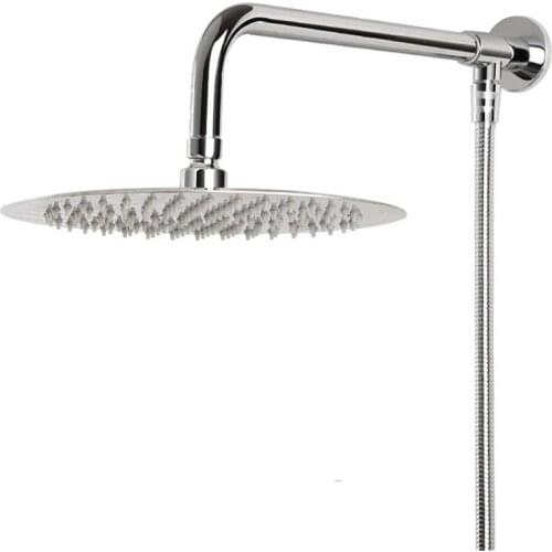 Chrome Wall Mounted Super thin Square 8" Shower Head + Brass Shower Arm + 150cm Stainless Steel Shower Hose