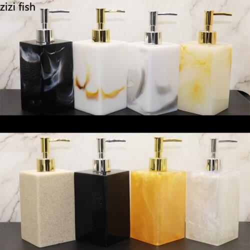 Imitation Jade Portable Soap Dispenser Shampoo Bottle Golden Press Pump Head 230ml Lotion Bottle Shower Gel Jar Resin Bath Tools